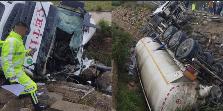 KANALA DÜŞEN TANKERDE SIKIŞAN SÜRÜCÜYÜ BÜYÜKŞEHİR İTFAİYESİ KURTARDI